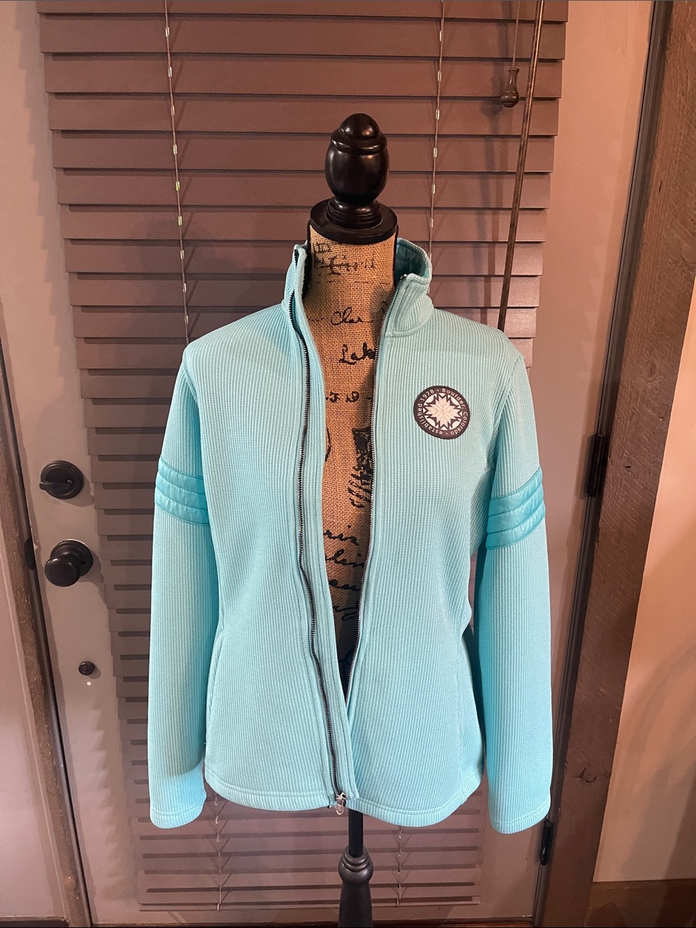 Spyder Light Teal Zip-Up Jacket with Round Patch
